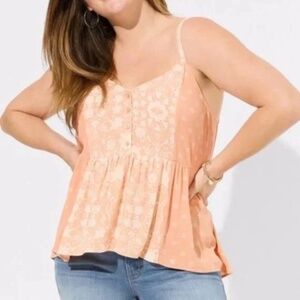 Floral Babydoll Style Tank Peach